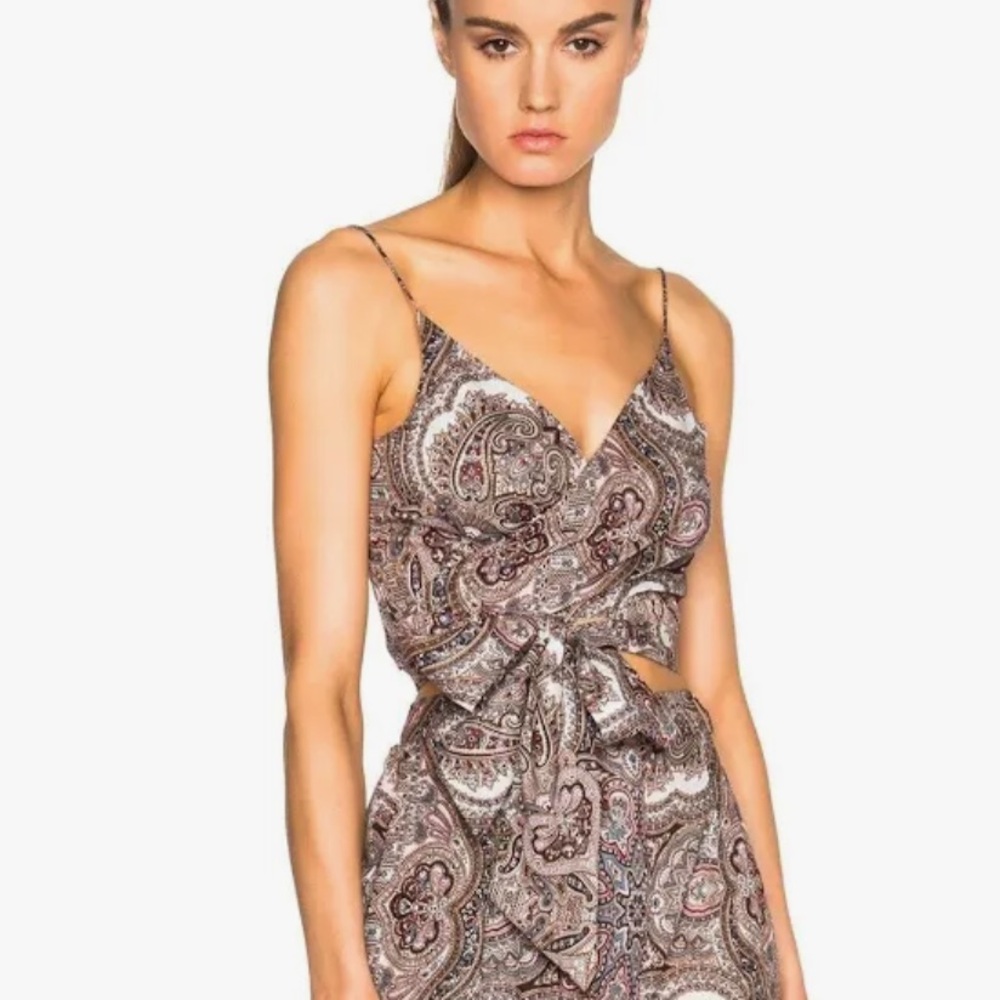 Zimmermann Paisley Print Camisole in Brown and Cream